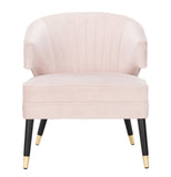 Safavieh Stazia Wingback Accent Chair Pale Pink Black Wood ACH4502B