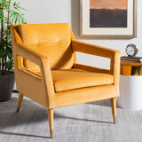 Safavieh Mara Tufted Accent Chair Marigold Wood ACH4505B