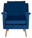 Safavieh Astrid Mid Century Arm Chair Navy Natural Wood ACH4507A