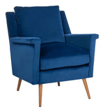 Safavieh Astrid Mid Century Arm Chair Navy Natural Wood ACH4507A