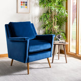 Safavieh Astrid Mid Century Arm Chair Navy Natural Wood ACH4507A