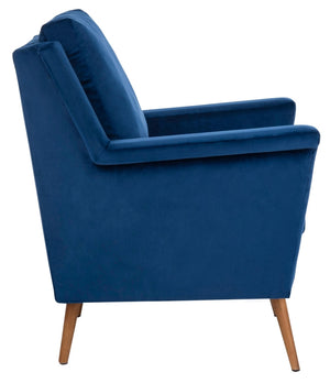 Safavieh Astrid Mid Century Arm Chair Navy Natural Wood ACH4507A