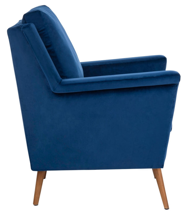 Safavieh Astrid Mid Century Arm Chair Navy Natural Wood ACH4507A