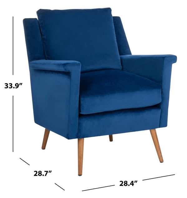 Safavieh Astrid Mid Century Arm Chair Navy Natural Wood ACH4507A