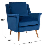 Safavieh Astrid Mid Century Arm Chair Navy Natural Wood ACH4507A