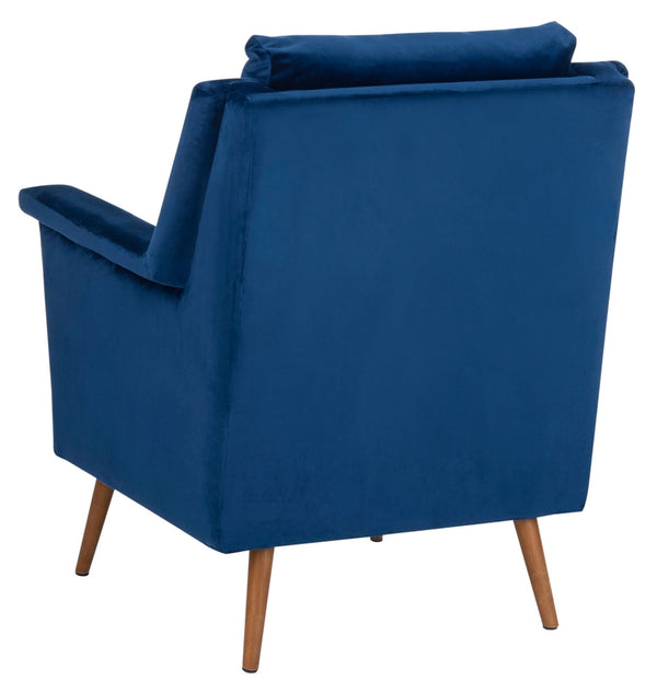 Safavieh Astrid Mid Century Arm Chair Navy Natural Wood ACH4507A
