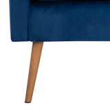 Safavieh Astrid Mid Century Arm Chair Navy Natural Wood ACH4507A