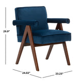 Safavieh Suri Mid Century Arm Chair Navy Walnut Wood ACH4508A