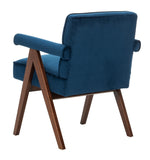 Safavieh Suri Mid Century Arm Chair Navy Walnut Wood ACH4508A