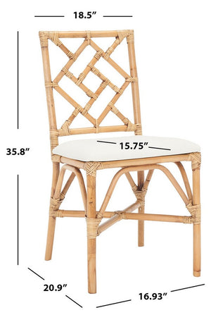 Safavieh Bhumi Accent Chair W/ Cushion -Set Of 2 Brown/White Rattan ACH6509B-SET2