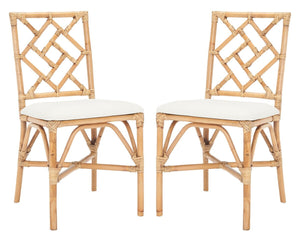 Safavieh Bhumi Accent Chair W/ Cushion -Set Of 2 Brown/White Rattan ACH6509B-SET2