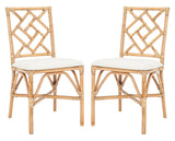 Safavieh Bhumi Accent Chair W/ Cushion -Set Of 2 Brown/White Rattan ACH6509B-SET2