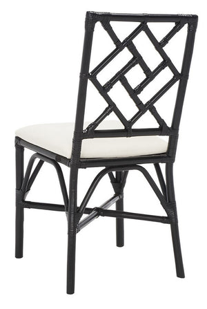 Safavieh Bhumi Accent Chair W/ Cushion -Set Of 2 Black/White Rattan ACH6509C-SET2