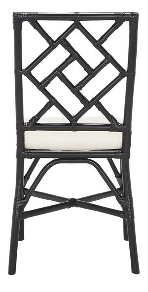 Safavieh Bhumi Accent Chair W/ Cushion -Set Of 2 Black/White Rattan ACH6509C-SET2