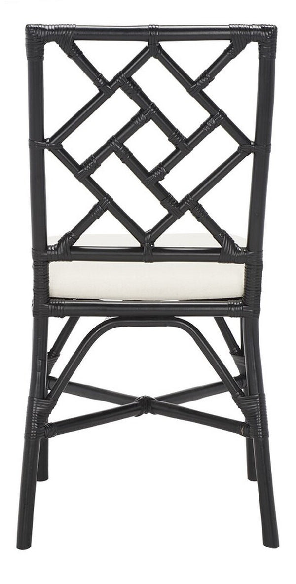 Safavieh Bhumi Accent Chair W/ Cushion -Set Of 2 Black/White Rattan ACH6509C-SET2