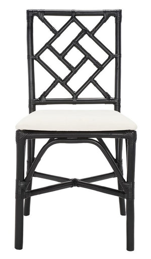 Safavieh Bhumi Accent Chair W/ Cushion -Set Of 2 Black/White Rattan ACH6509C-SET2
