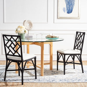 Safavieh Bhumi Accent Chair W/ Cushion -Set Of 2 Black/White Rattan ACH6509C-SET2