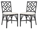 Safavieh Bhumi Accent Chair W/ Cushion -Set Of 2 Black/White Rattan ACH6509C-SET2