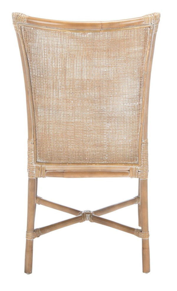 Safavieh Chiara Rattan Accent Chair with Cushion in Grey White Wash, White - Set of 2 ACH6512A-SET2