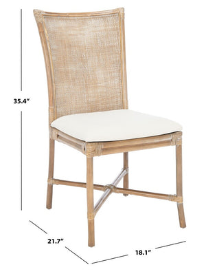 Safavieh Chiara Rattan Accent Chair with Cushion in Grey White Wash, White - Set of 2 ACH6512A-SET2