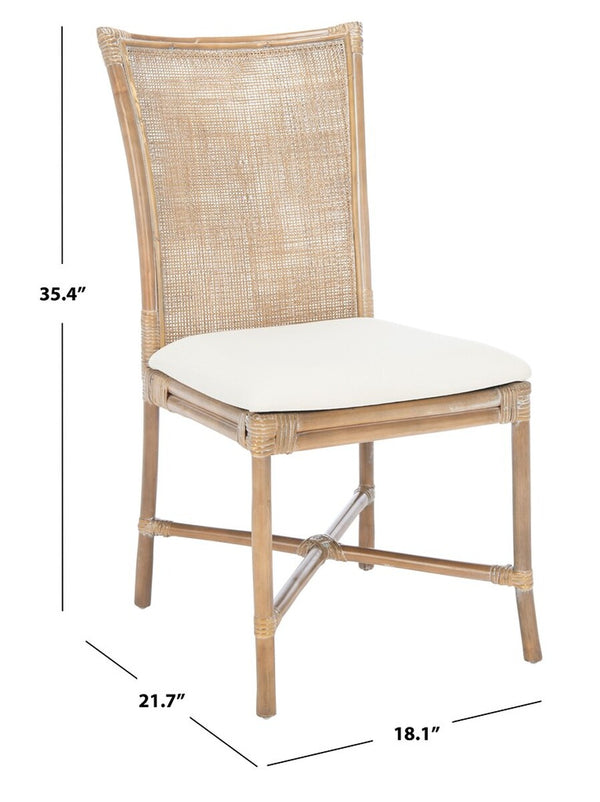 Safavieh Chiara Rattan Accent Chair with Cushion in Grey White Wash, White - Set of 2 ACH6512A-SET2