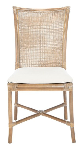 Safavieh Chiara Rattan Accent Chair with Cushion in Grey White Wash, White - Set of 2 ACH6512A-SET2