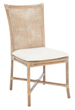 Safavieh Chiara Rattan Accent Chair with Cushion in Grey White Wash, White - Set of 2 ACH6512A-SET2