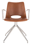 Dawn Swivel Chair in Light Brown and Silver