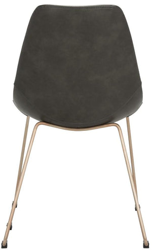Safavieh - Set of 2 - Dorian Dining Chair Midcentury Modern Leather Grey Copper Powder Coating Plywood Foam Stainless Steel PU ACH7003A-SET2 889048316041