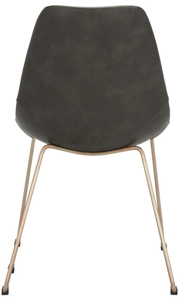 Safavieh - Set of 2 - Dorian Dining Chair Midcentury Modern Leather Grey Copper Powder Coating Plywood Foam Stainless Steel PU ACH7003A-SET2 889048316041