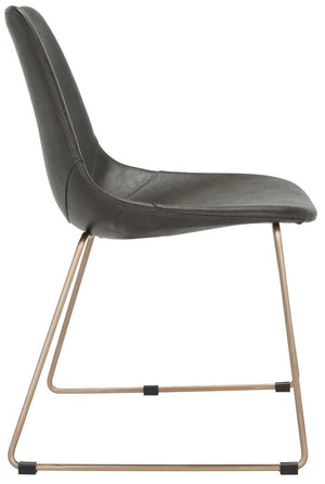 Safavieh - Set of 2 - Dorian Dining Chair Midcentury Modern Leather Grey Copper Powder Coating Plywood Foam Stainless Steel PU ACH7003A-SET2 889048316041