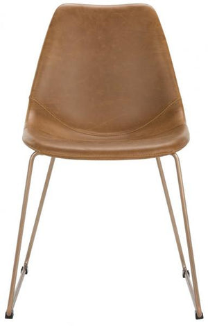 Safavieh - Set of 2 - Dorian Dining Chair Midcentury Modern Leather Light Brown Copper Powder Coating Plywood Foam Stainless Steel PU ACH7003B-SET2 889048316058