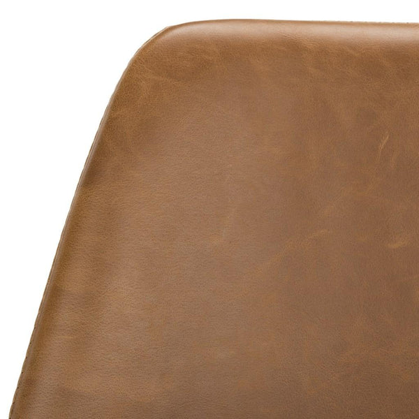Safavieh - Set of 2 - Dorian Dining Chair Midcentury Modern Leather Light Brown Copper Powder Coating Plywood Foam Stainless Steel PU ACH7003B-SET2 889048316058
