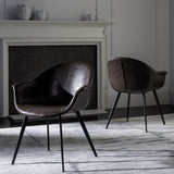 Safavieh - Set of 2 - Dublin Dining Tub Chair Midcentury Modern Leather Dark Brown Black Powder Coating Plywood Foam Iron PU ACH7007A-SET2 889048259973