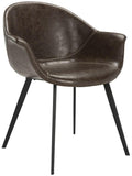 Safavieh - Set of 2 - Dublin Dining Tub Chair Midcentury Modern Leather Dark Brown Black Powder Coating Plywood Foam Iron PU ACH7007A-SET2 889048259973