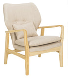 Safavieh Tarly Accent Chair Beige Natural Wood NC Coating Elm Foam Viscose Polyester ACH9500B 889048400368