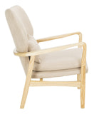 Safavieh Tarly Accent Chair Beige Natural Wood NC Coating Elm Foam Viscose Polyester ACH9500B 889048400368