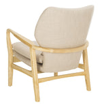 Safavieh Tarly Accent Chair Beige Natural Wood NC Coating Elm Foam Viscose Polyester ACH9500B 889048400368