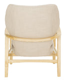 Safavieh Tarly Accent Chair Beige Natural Wood NC Coating Elm Foam Viscose Polyester ACH9500B 889048400368