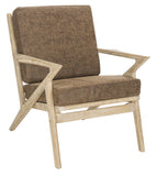 Safavieh Varys Accent Chair Light Brown Natural Wood NC Coating Elm Foam PU ACH9501A 889048400382