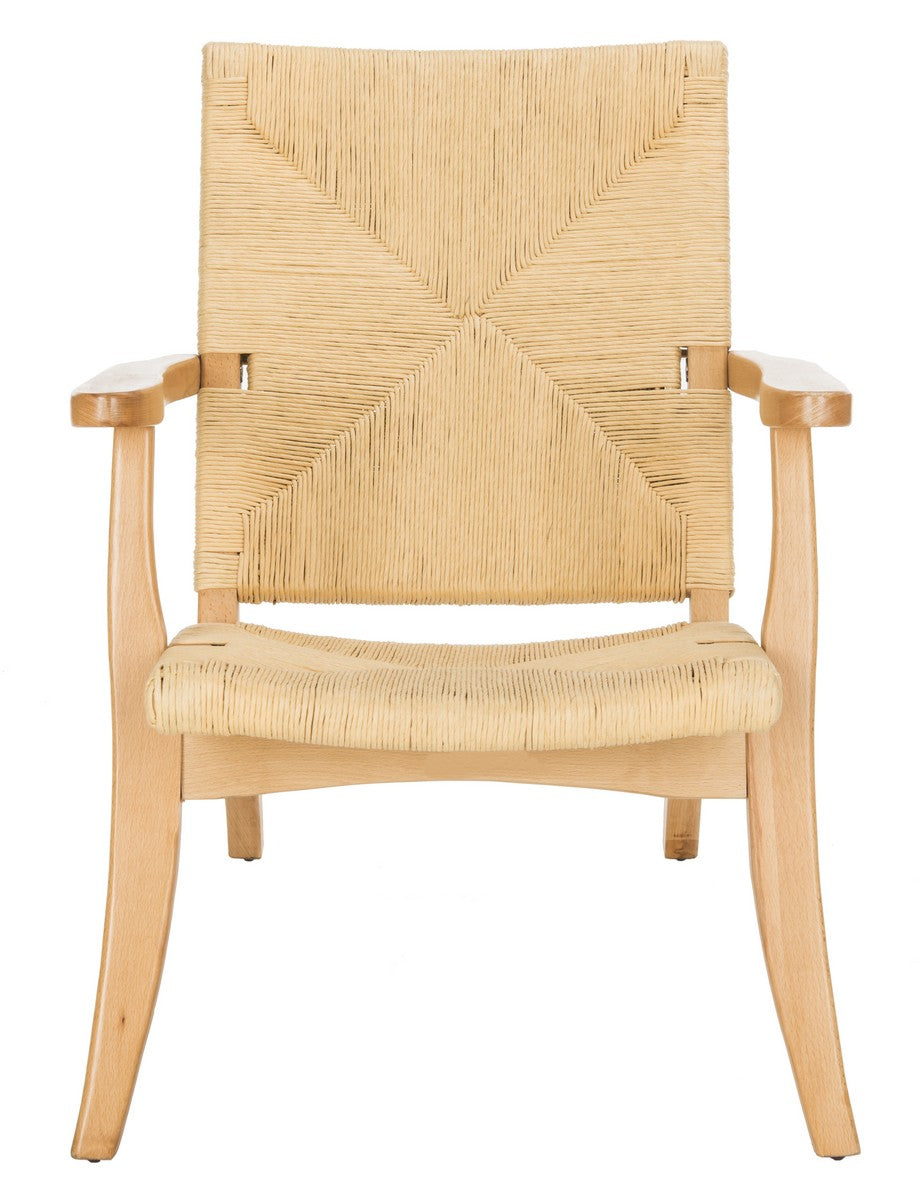 Safavieh Bronn Accent Chair Natural NC Coating Beechwood Foam Paper Loom ACH9502A 889048400399