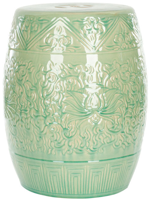 Safavieh Garden Stool Lotus Light Green Ceramic ACS4502A 683726497363