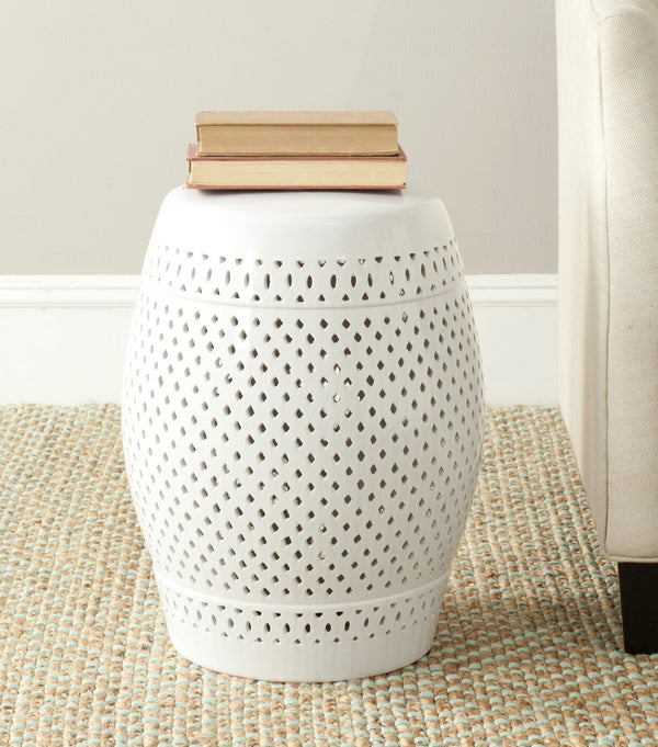 Safavieh Garden Stool Diamond White Ceramic ACS4507A 683726423645