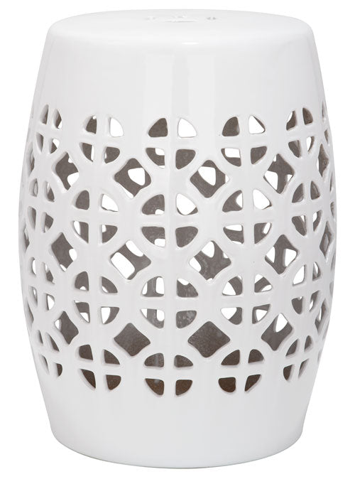 Safavieh Garden Stool Circle Lattice White Ceramic ACS4508A 683726420040 (4536873451565)
