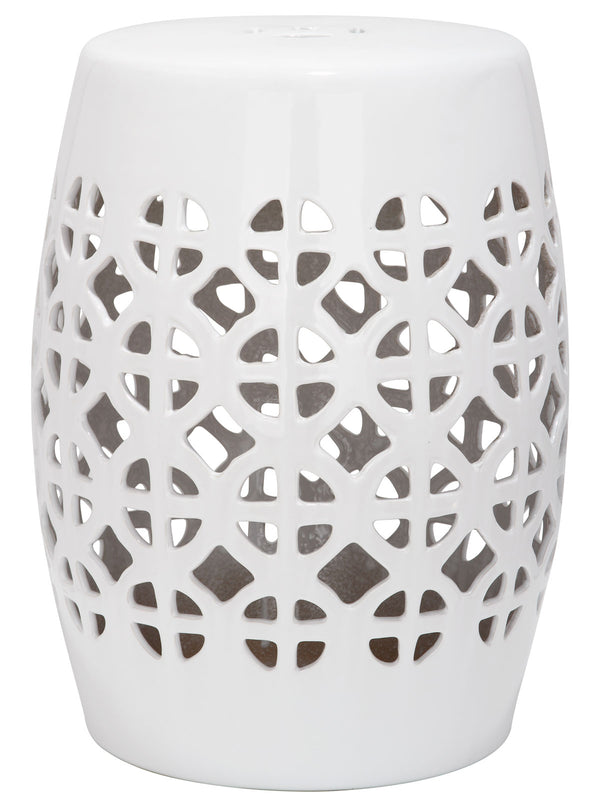 Safavieh Garden Stool Circle Lattice White Ceramic ACS4508A 683726420040 (4536873451565)