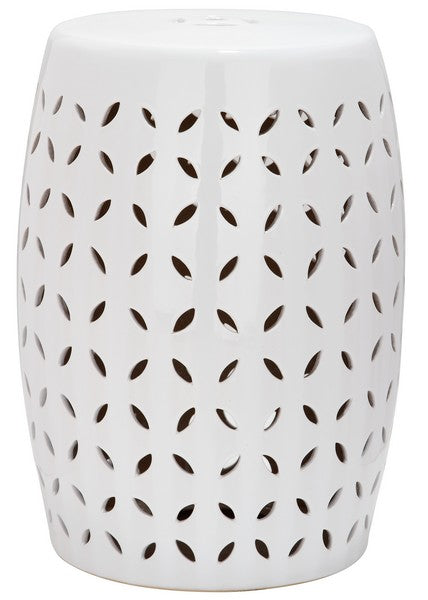 Safavieh Garden Stool Lattice Petal White Ceramic ACS4509A 683726420903