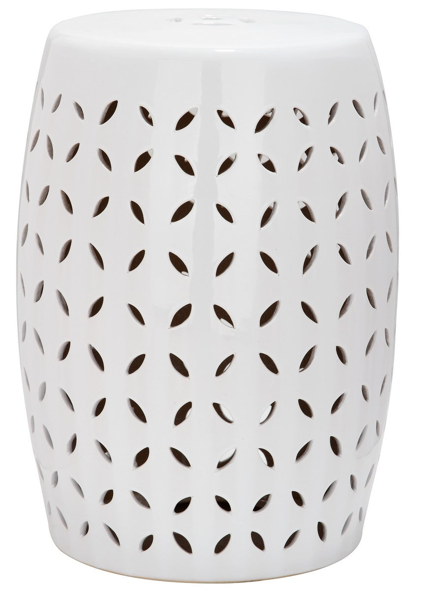 Safavieh Garden Stool Lattice Petal White Ceramic ACS4509A 683726420903