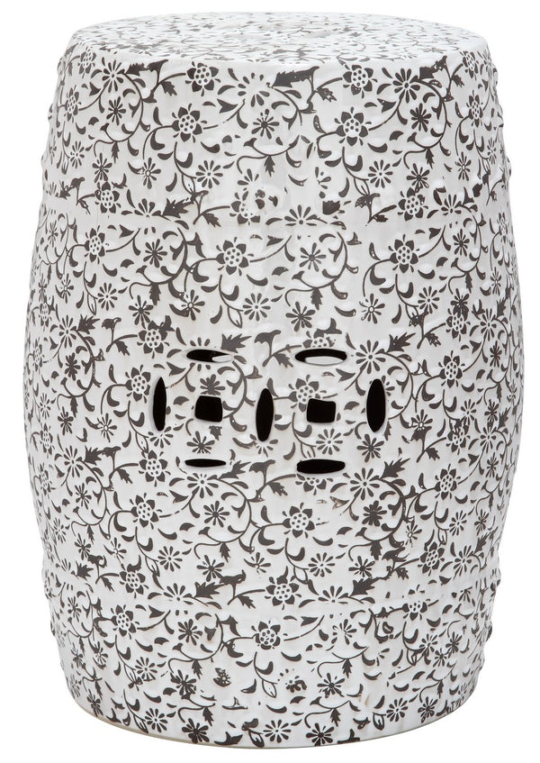 Safavieh Garden Stool Flower and Vine White Pattern Ceramic ACS4511A 683726421047