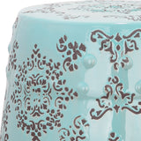 Safavieh Medallion Garden Stool Light Blue Pattern Ceramic ACS4512A 683726421061