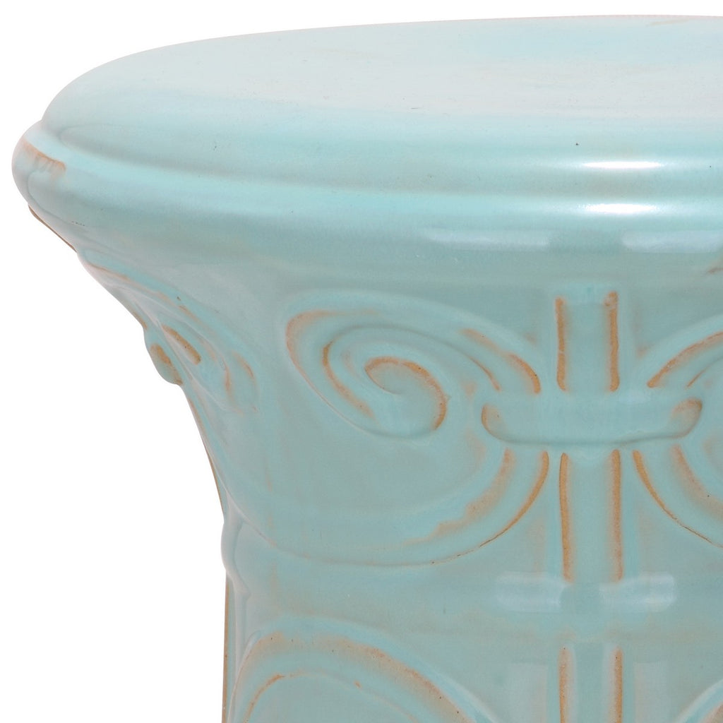 Safavieh Imperial Garden Stool Scroll Light Blue Ceramic ACS4521C 683726422105 (4536876630061)